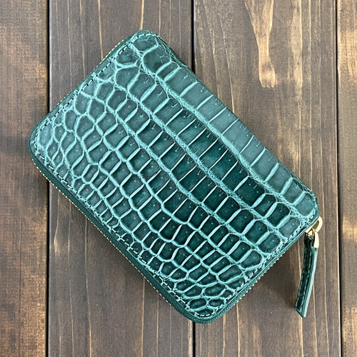 クロコダイル ミドルウォレット アッシュグリーン 長財布 CUERO
