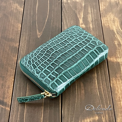 クロコダイル ミドルウォレット アッシュグリーン 長財布 CUERO