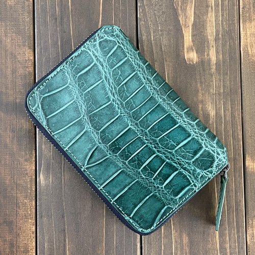 クロコダイル ミドルウォレット アッシュグリーン 長財布 CUERO