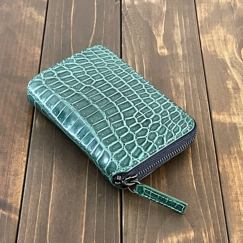クロコダイル ミドルウォレット アッシュグリーン 長財布 CUERO