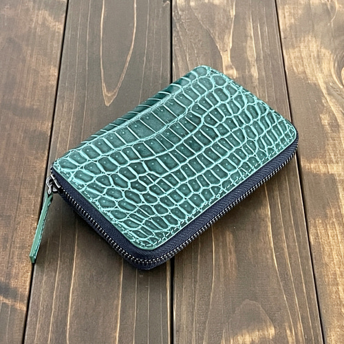 クロコダイル ミドルウォレット アッシュグリーン 長財布 CUERO