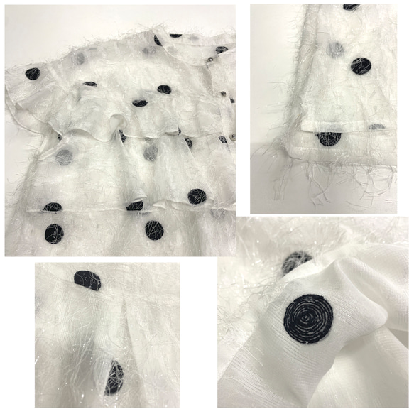 ドット刺繍 ダブルフリル ラメフリンジジャカード シアー ブラウス 16枚目の画像