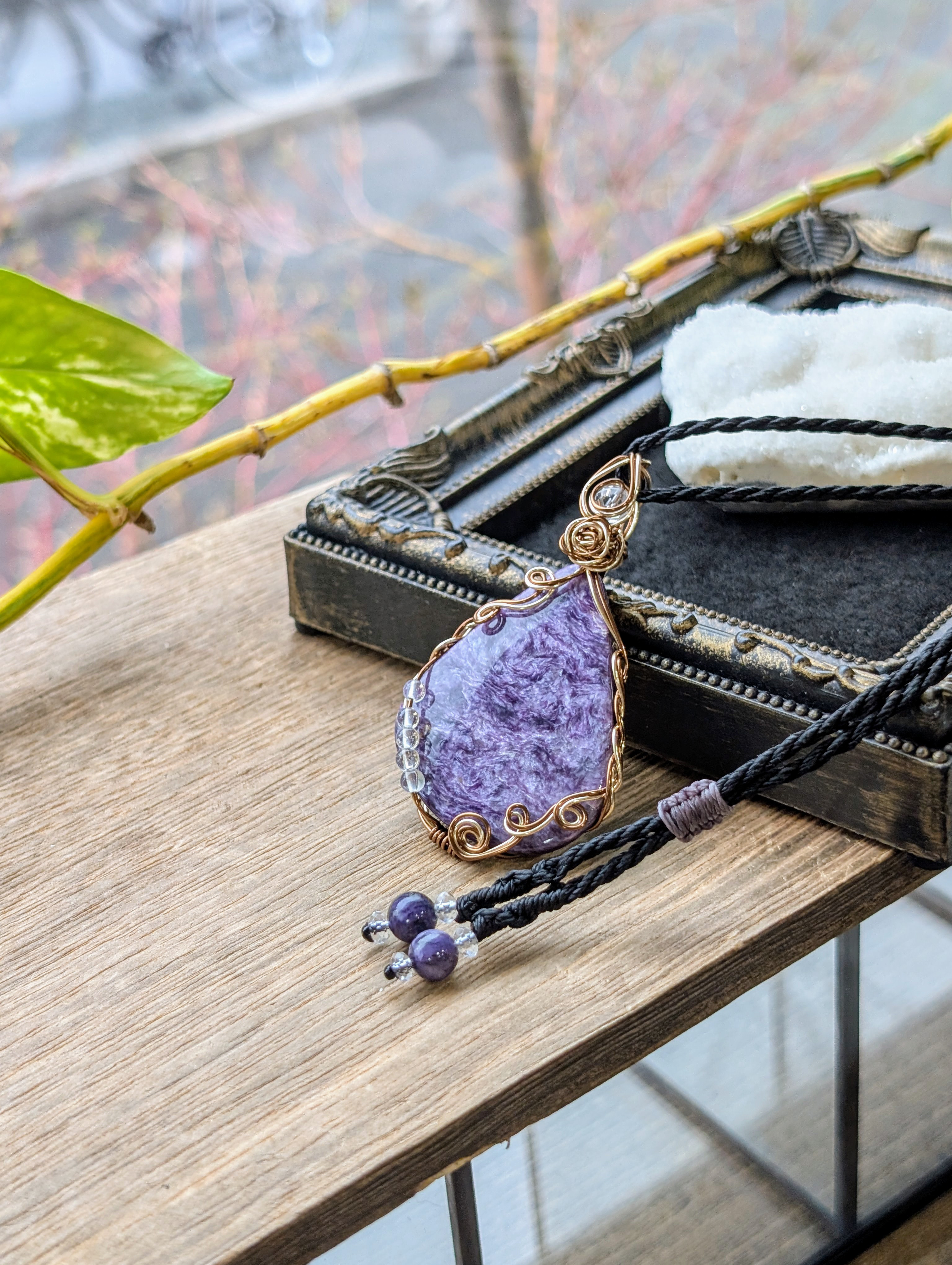 ☆大きめ☆チャロアイト☆ワイヤーネックレス 331 ・天然石ネックレス