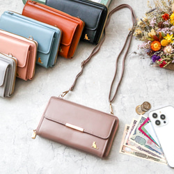 ★新品★KENZO　スマホポシェット　お財布ポシェット　牛革　長財布　パープル ピソラロ Pisoraro バンブー捻り金具横型スマホポシェットお財布