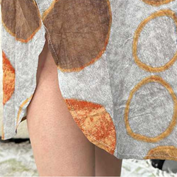 綿麻スタンドカラーワンピース .  ゆったりワンピース . サイズの大きいワンピース .プリントのロングスカート 7枚目の画像