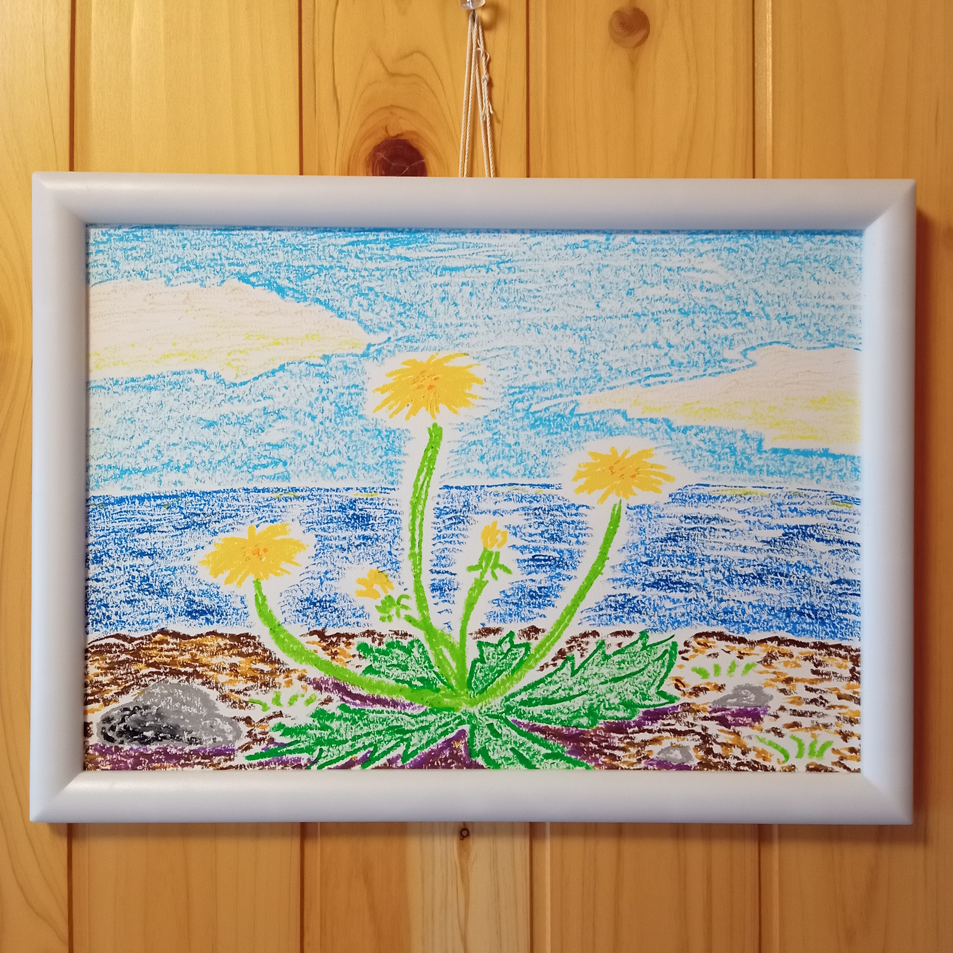 絵画　アクリル絵　額縁　ボード　タンポポ 絵画 アクリル絵 額縁 ボード タンポポ