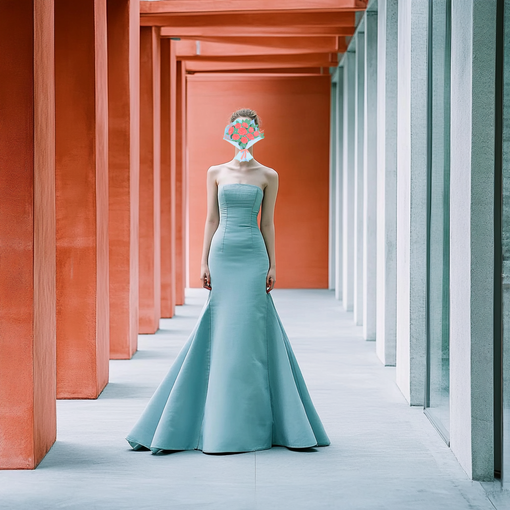 水色カラードレス ベアトップ　ロング丈　高級サテン　マーメイド　パーティー　結婚式　前撮り　二次会　結婚式 披露宴