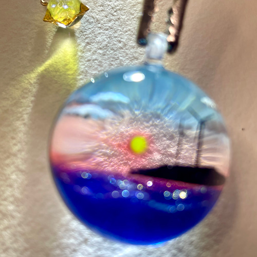 受注制作/M size】 情景レジン-夕焼けに染まる海 ペンダントトップ