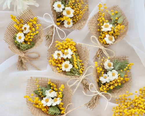 New!】ミモザと花かんざしのミニブーケ＊花束 ドライフラワー fuu 通販