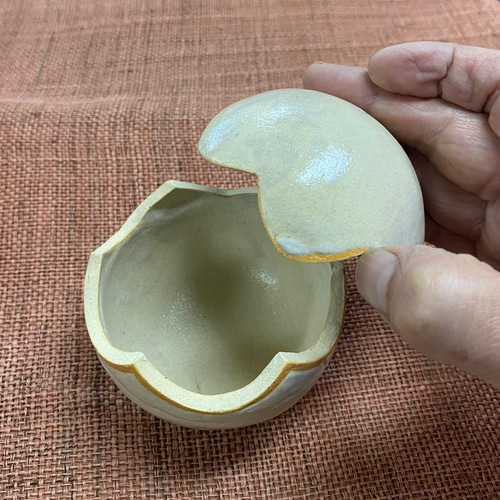 卵形の蓋付き陶器ボウル 鉢 Egg shaped bowl 保存容器・キャニスター