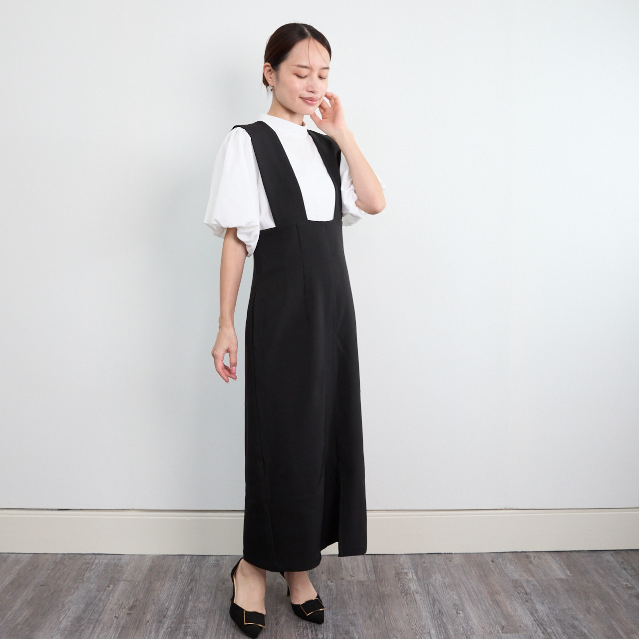 ナイロンワンピース ジャンパースカート bow.aボウエー ブラック 極美品 M