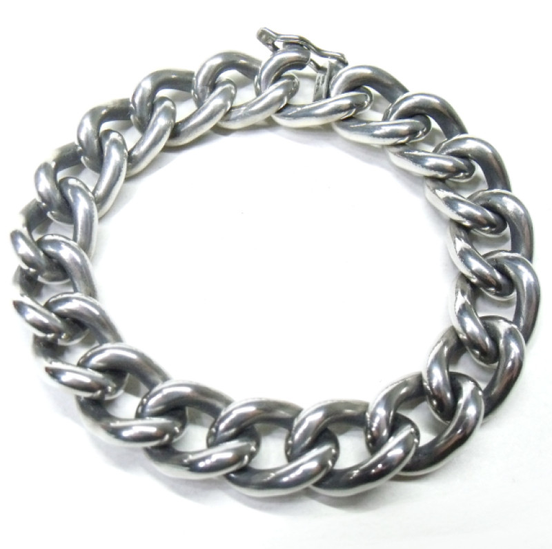 シルバー925 喜平ブレスレット【極太タイプ】日本製 キューバン チェーン SILVER