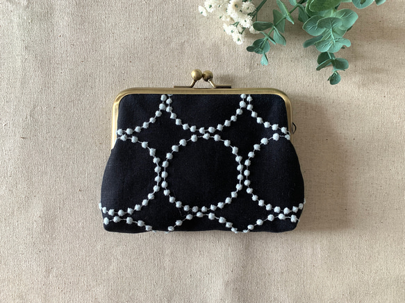 ミナペルホネン ハンドメイド ミニがま口ポーチ snow berry