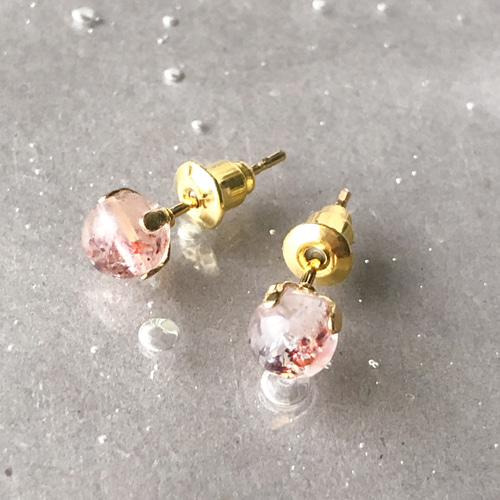 スーパーセブン☆天然石 一粒ピアス☆5mm☆サージカルステンレス