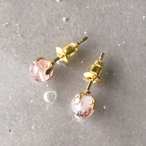 スーパーセブン☆天然石 一粒ピアス☆5mm☆サージカルステンレス