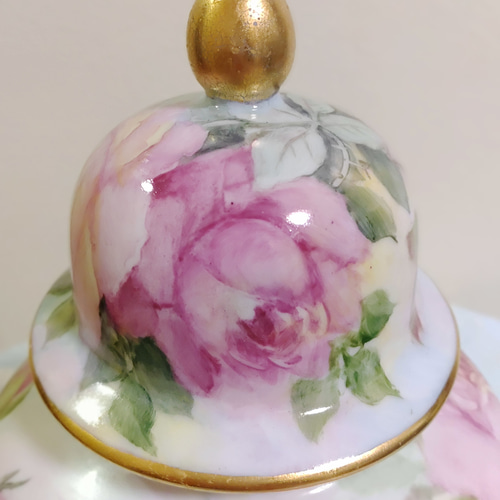 ♡蓋物の壺（大輪の薔薇）高さ27c横幅17cm 一輪挿し・花瓶・花器