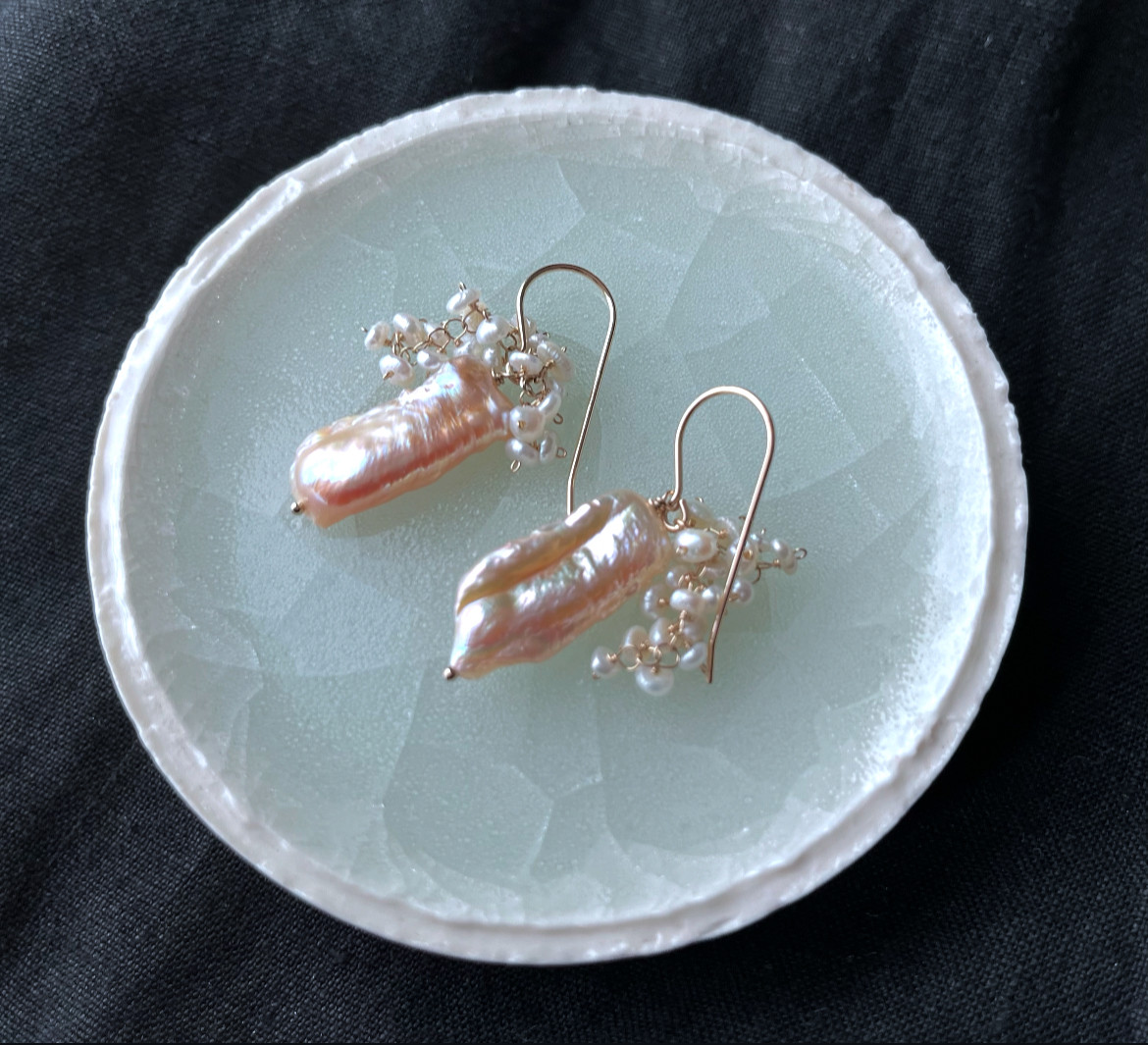 【K14gf】淡水パールのストレートピアス(イヤリング)