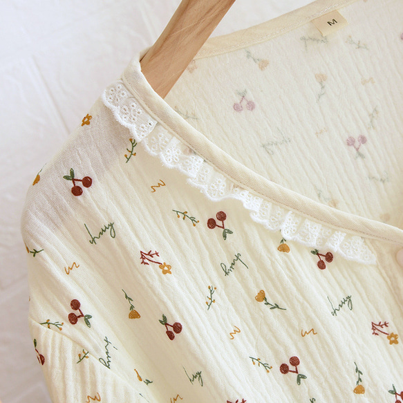 パジャマ 半袖 レディース 上下セット春夏秋ダブルガーゼ 長パンツ春夏秋寝巻き 7枚目の画像