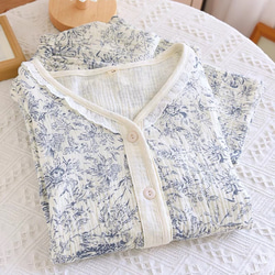 パジャマ 半袖 レディース 上下セット春夏秋ダブルガーゼ 長パンツ春夏秋寝巻き 3枚目の画像