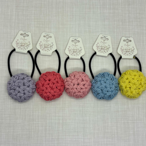 ꒰ かぎ針編み꒱.*˚手鞠みたいなリフ編みゴム お受験/和装 編み物