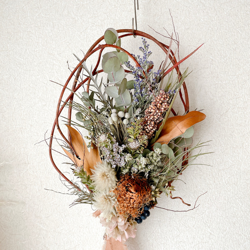 ドライフラワー★フォルモーサリース ★自然素材使用♪癒し♪インテリア♪ ドライフラワー☆フォルモーサリース ☆自然素材使用♪癒し