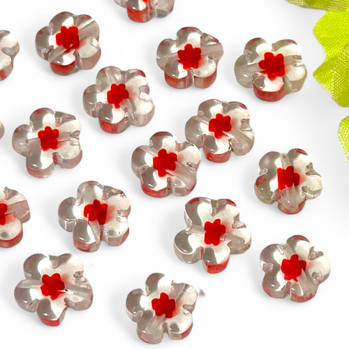 ルールブルー / スフレ 花型（四ツ穴） メタリックピンク 9mm 6個 花型 ビーズ