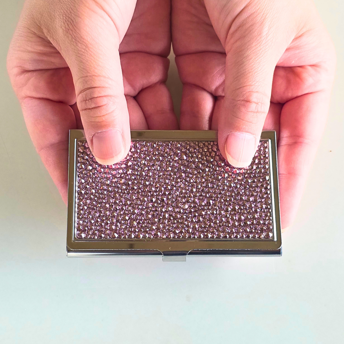 名刺入れ キラキラ デコ スワロフスキー パープル 女性 レディース 50代 40代 30代 20代 キャバ嬢 M10