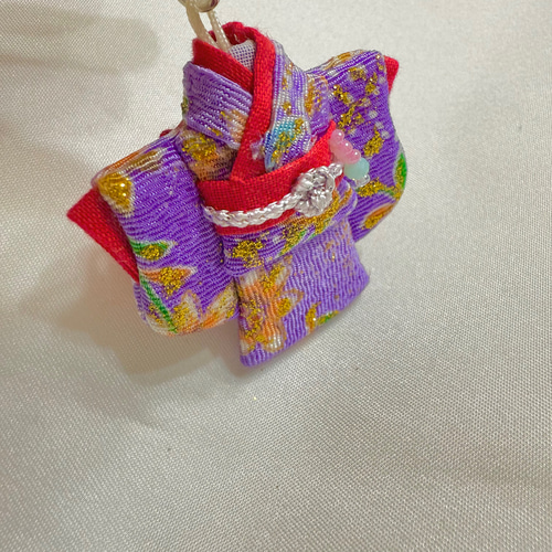 5】和柄ミニ着物ストラップ／和風小物／ハンドメイド 携帯