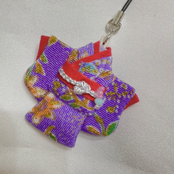 6】和柄ミニ着物ストラップ／和風小物／ハンドメイド 携帯