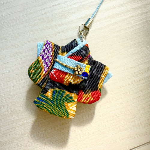 6】和柄ミニ着物ストラップ／和風小物／ハンドメイド 携帯