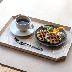 ヘリンボーンの隅切御盆【大】 カエデ 6枚目の画像