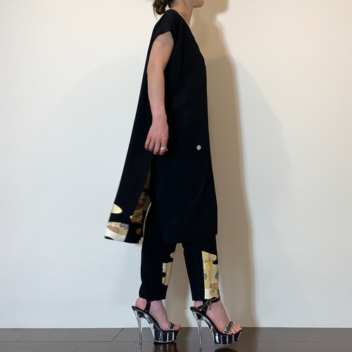 着物リメイク 留袖 ロングトップスのセットアップ ロングパンツ komomo