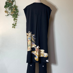 留袖リメイク　コート　トップス　セットアップ　ブラック 留袖リメイクコートトップスセットアップブラック