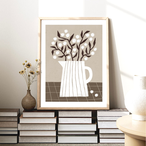 北欧 風 インテリア アート ポスター【 Cotton heath 】:/163 / 花