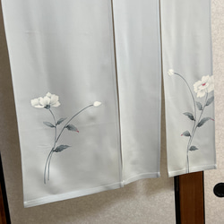 着物リメイク暖簾ーのれん、花柄、鳳凰、横〜121–丈〜119,1点物