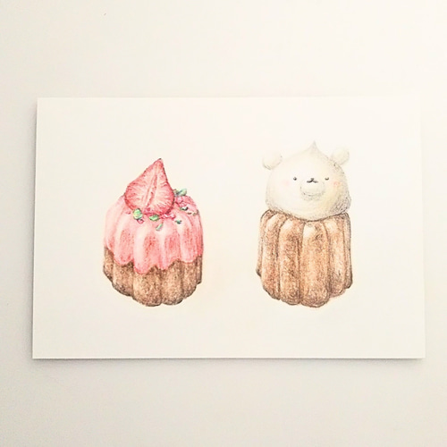 色鉛筆画 原画 1点物 カヌレ イラスト ハガキサイズ イラスト