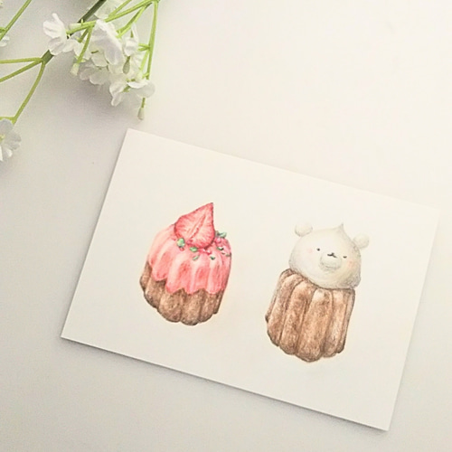 色鉛筆画 原画 1点物 カヌレ イラスト ハガキサイズ イラスト marika