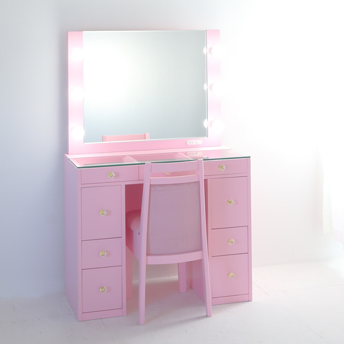 ドレッサー女優ミラー カンタービレ（クリーミーピンク）LED・椅子付