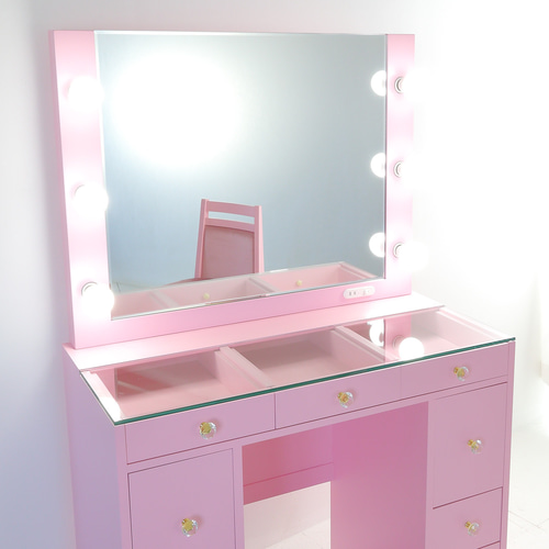 ドレッサー女優ミラー カンタービレ（クリーミーピンク）LED・椅子付