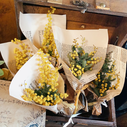 ミモザミニミニブーケ♡ラッピング無料 ドライフラワー幸せのミモザ