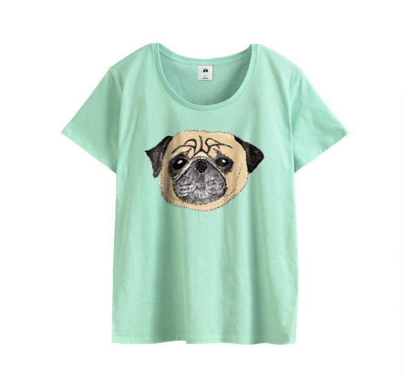 うるうる瞳のパグみつ　ふんわりやわらか　薄手　イラスト　パグ　Tシャツ　レディース　メンズ　ユニセックス　パステル