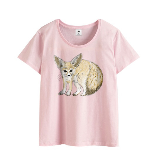 星の王子さま　キツネ　フェネック　ふんわりやわらか　薄手　イラスト　Tシャツ　レディース　メンズ　ユニセックス　パステル
