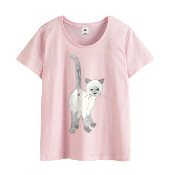 子猫のおしり シャム  ふんわりやわらか　薄手 イラスト　Tシャツ　レディース　メンズ　ユニセックス　パステル