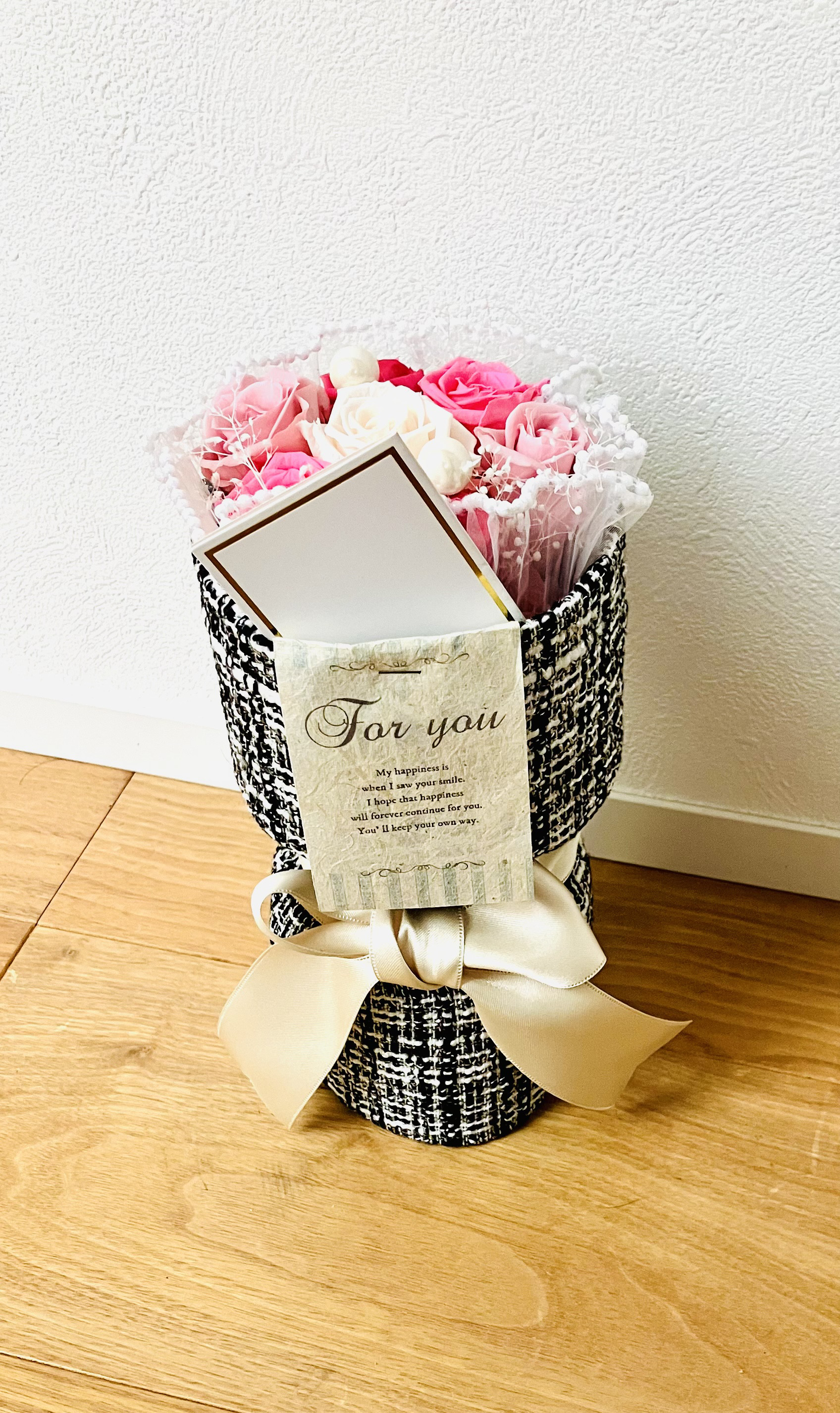 【送料無料】プリザーブドフラワー♡お祝いにぴったりのツイードブーケ✽