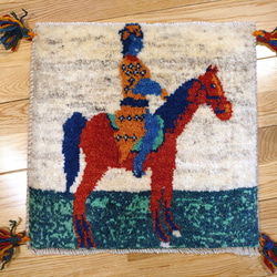 ペルシャ ギャッベ 玄関マット ラグ 88x60cm 茜色 桃色 ザクロの