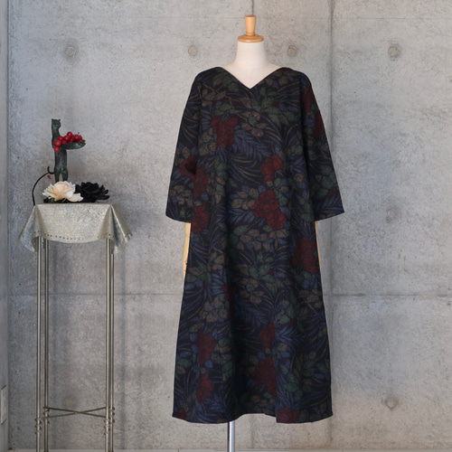 着物リメイク 紬のワンピース L〜 フリーサイズ ワンピース COCORO