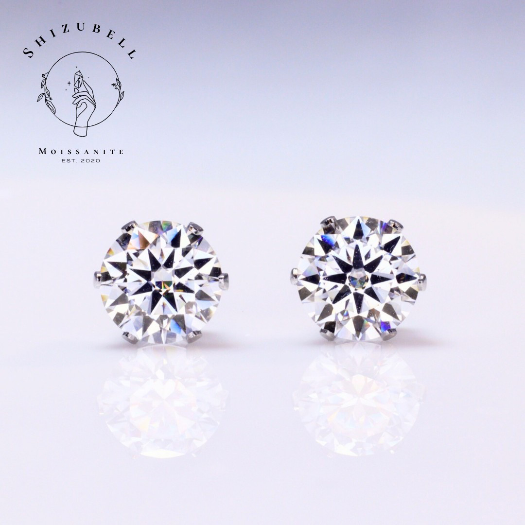 「つけっぱなしOK」サージカルステンレス316L モアサナイト　スタッドピアス　8mm ｼﾙﾊﾞｰ