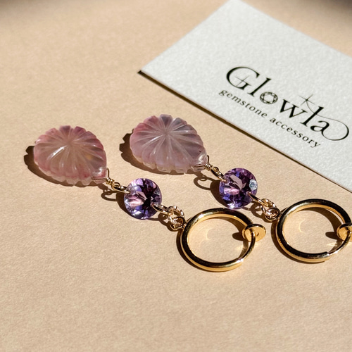 ☆daisy☆❤️ プルームアゲート ダブレットオーロラ 14kgfピアス