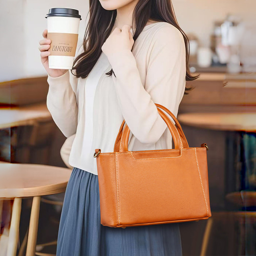 本革レザー ハンドバッグ 軽量 高品質 ショルダー 通勤 シンプル 牛革