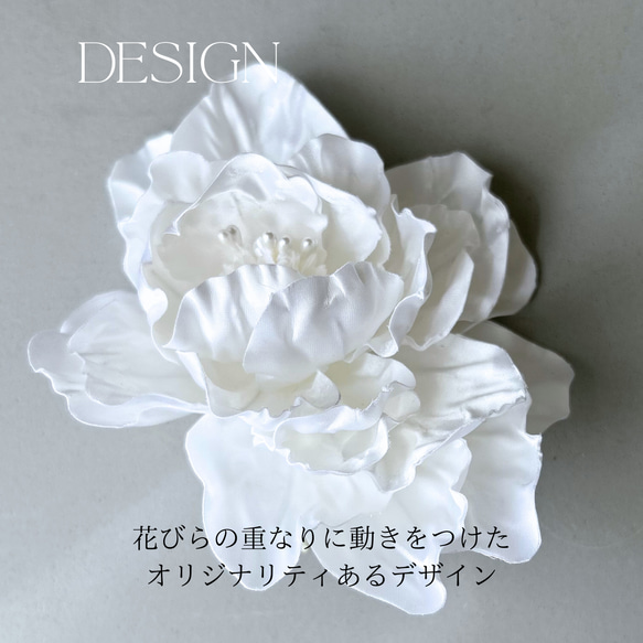 【送料無料】《白い薔薇のコサージュ・大 》フォーマル コサージュ 結婚式 花 アクセサリー 大人可愛い 上品 3枚目の画像